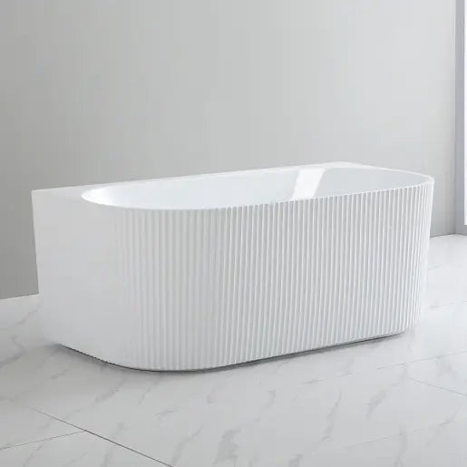 Bari Groove Back To Wall Bathtub 1700mm (No Overflow) - Aqualux Bathrooms- Poseidon