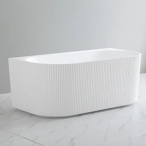 Bari Groove Back To Wall Bathtub 1700mm (No Overflow) - Aqualux Bathrooms- Poseidon