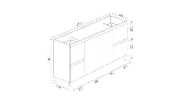 Mercio BIANCA Freestanding Vanity 1200mm (Gloss White) Mercio