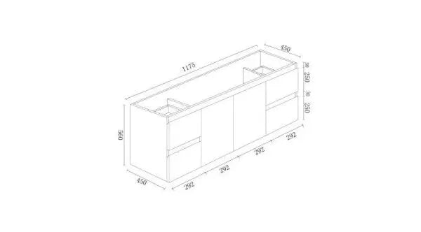 Mercio - BIANCA Wall Hung Vanity 1200mm (Gloss White) - Aqualux Bathrooms