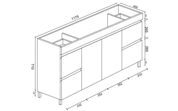 BIANCA PVC Freestanding Vanity Cabinet 120cm (Gloss White)