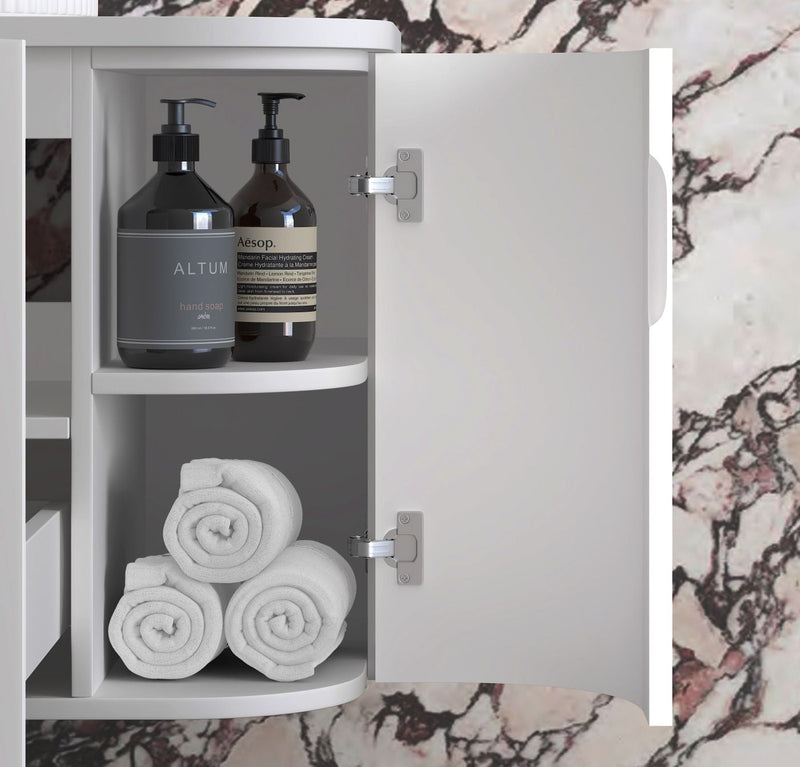 Otti Hampshire Satin White 750mm Curve Single Bowl Wall Hung Vanity