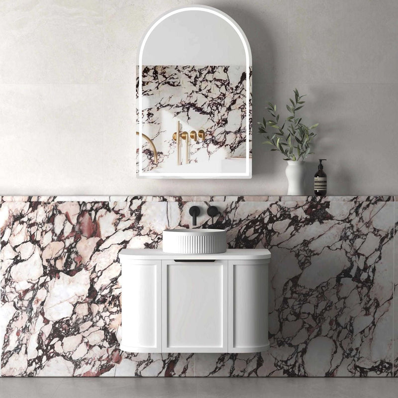 Otti Hampshire Satin White 750mm Curve Single Bowl Wall Hung Vanity