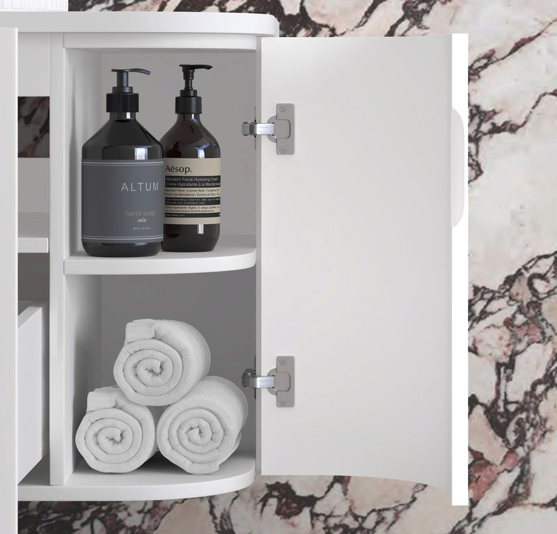 Otti Hampshire Satin White 1200mm Curve Single Bowl Wall Hung Vanity