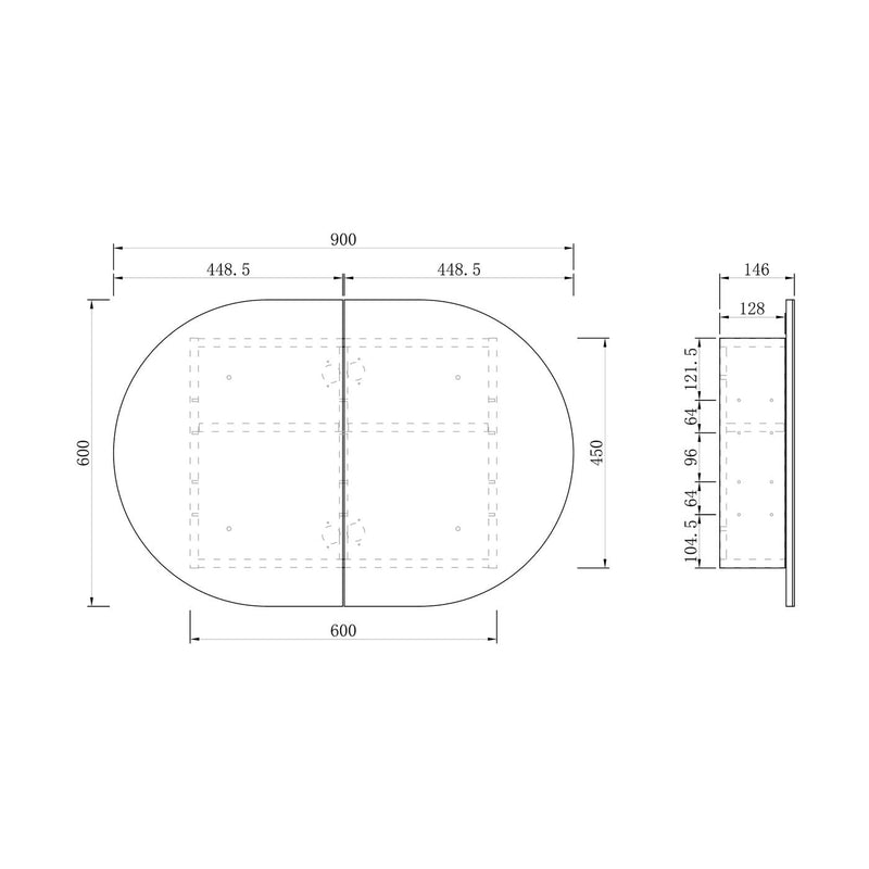 Otti Bondi Shaving Cabinet Natural Oak 900X600mm