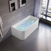 Buillion White Back To Wall Bathtub - Aqualux Bathrooms- Mercio