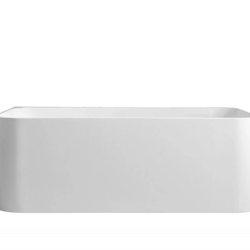 Buillion White Back To Wall Bathtub - Aqualux Bathrooms- Mercio