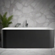 Buillion Back To Wall Bathtub (Black & White) - Aqualux Bathrooms- Mercio