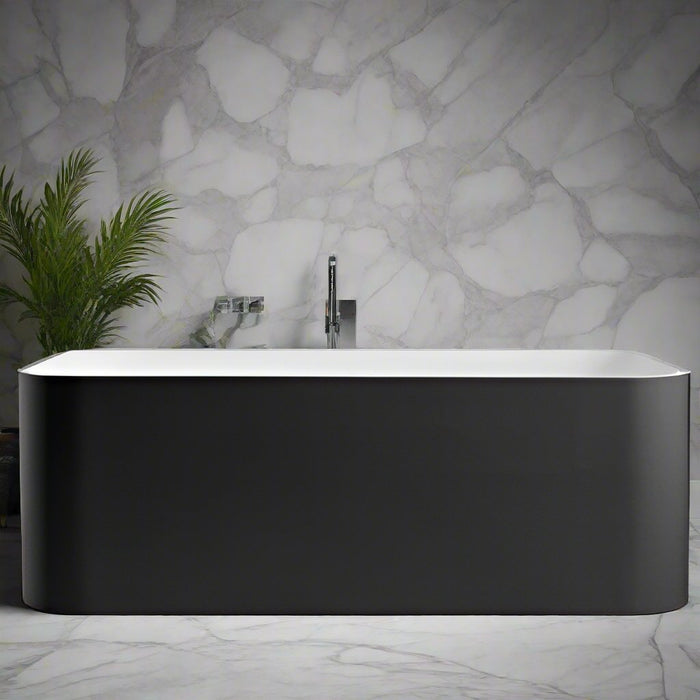 Buillion Back To Wall Bathtub (Black & White)