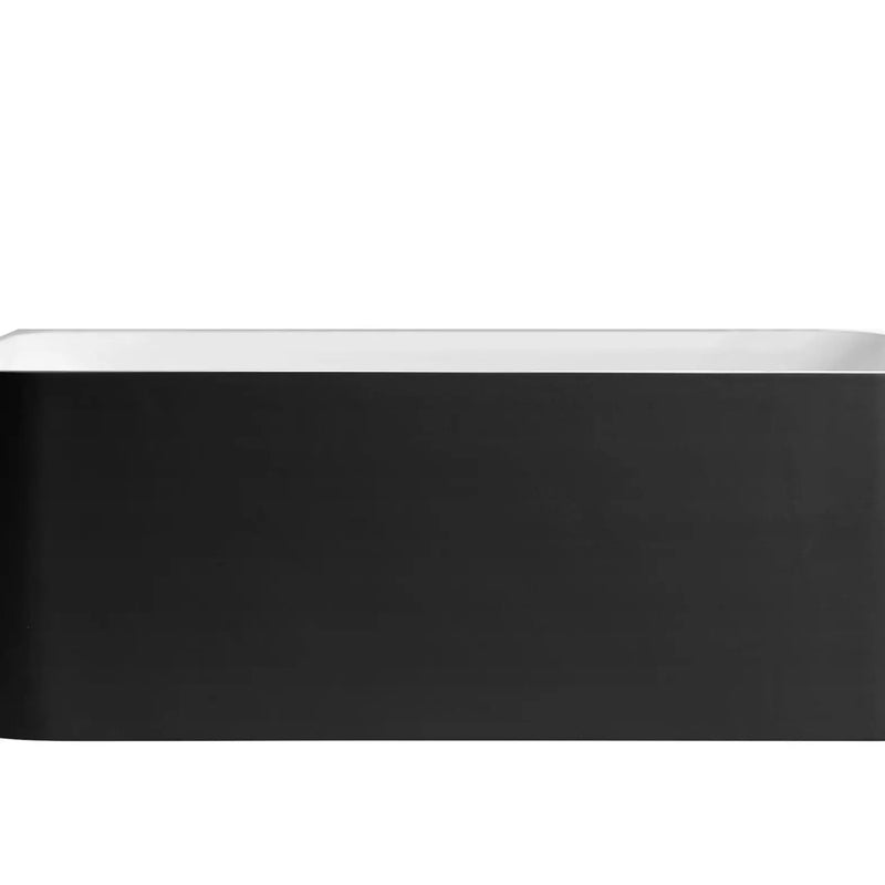 Buillion Back To Wall Bathtub (Black & White) - Aqualux Bathrooms- Mercio