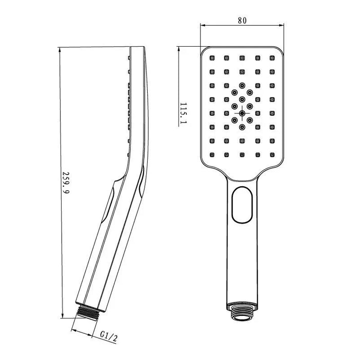 Square 3 Functions Brushed Nickel ABS Handheld Shower