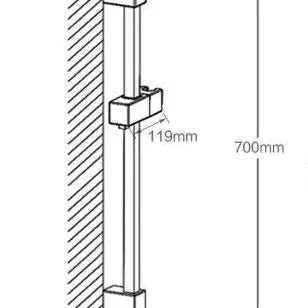 Square Brushed Nickel Hand Shower Rail without Handheld Shower(Stainless Steel Hose)