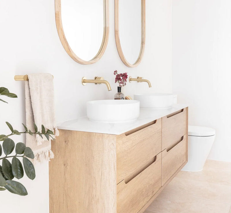 Otti Byron Natural Oak 1200mm Double Bowl Wall Hung Vanity