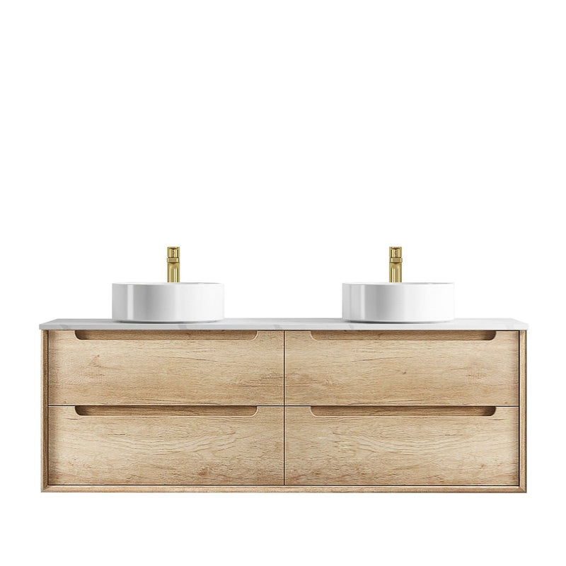 Otti Byron Natural Oak 1500mm Double Bowl Wall Hung Vanity