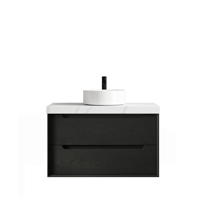 Otti Byron Black Oak 900mm Single Bowl Wall Hung Vanity