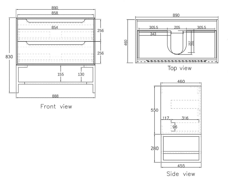 Otti Byron Natural Oak 900mm Single Bowl Wall Hung Vanity