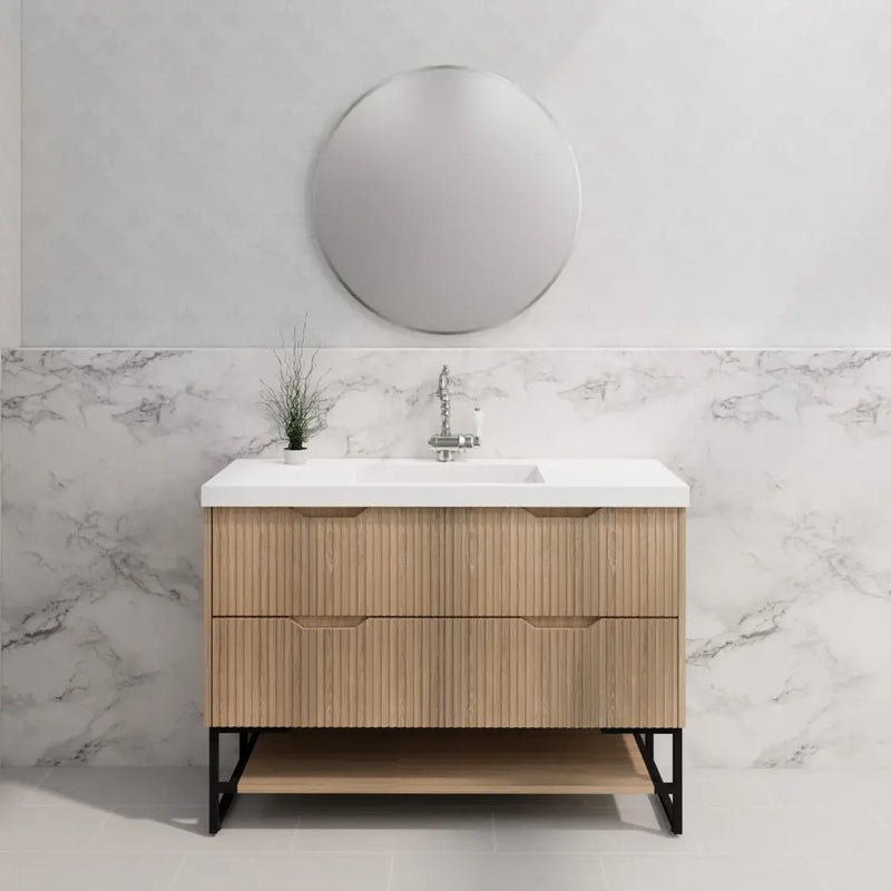 ABS Riva - Riva Bali Freestanding Single Bowl Vanity 1200mm - American Oak - Aqualux Bathrooms