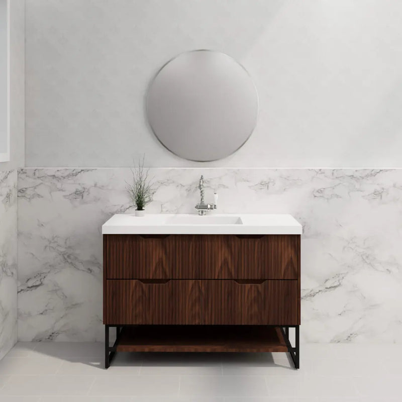 ABS Riva - Riva Bali Freestanding Single Bowl Vanity 1200mm - Brown Oak - Aqualux Bathrooms