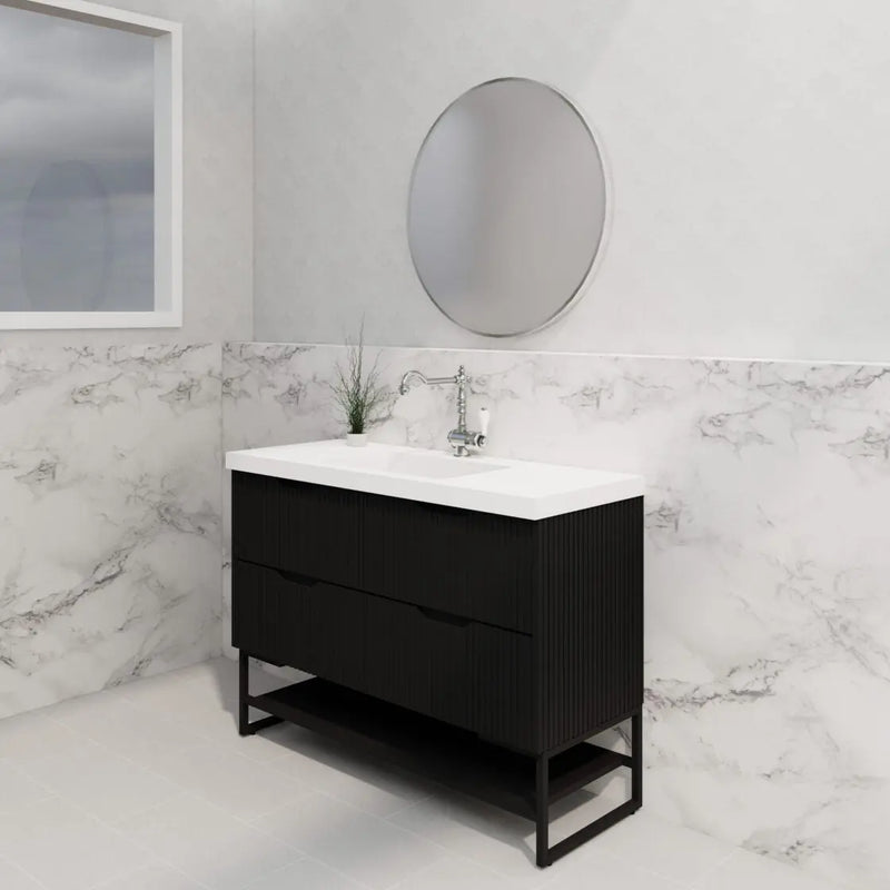 ABS Riva - Riva Bali Freestanding Single Bowl Vanity 1200mm - Matt Black - Aqualux Bathrooms