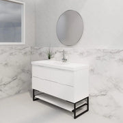 ABS Riva - Riva Bali Freestanding Single Bowl Vanity 1200mm - Matt White - Aqualux Bathrooms