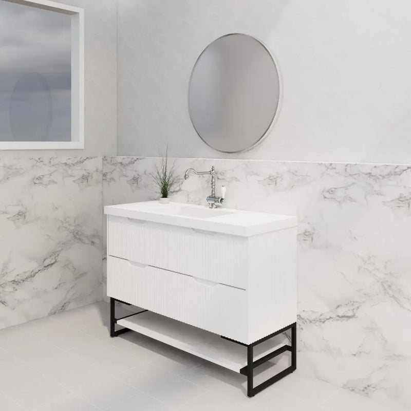 ABS Riva - Riva Bali Freestanding Single Bowl Vanity 1200mm - Matt White - Aqualux Bathrooms