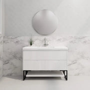 ABS Riva - Riva Bali Freestanding Single Bowl Vanity 1200mm - Matt White - Aqualux Bathrooms