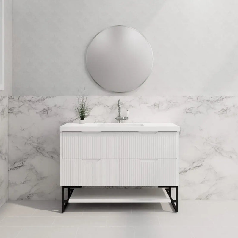 ABS Riva - Riva Bali Freestanding Single Bowl Vanity 1200mm - Matt White - Aqualux Bathrooms