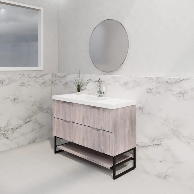 ABS Riva - Riva Bali Freestanding Single Bowl Vanity 1200mm - White Oak - Aqualux Bathrooms