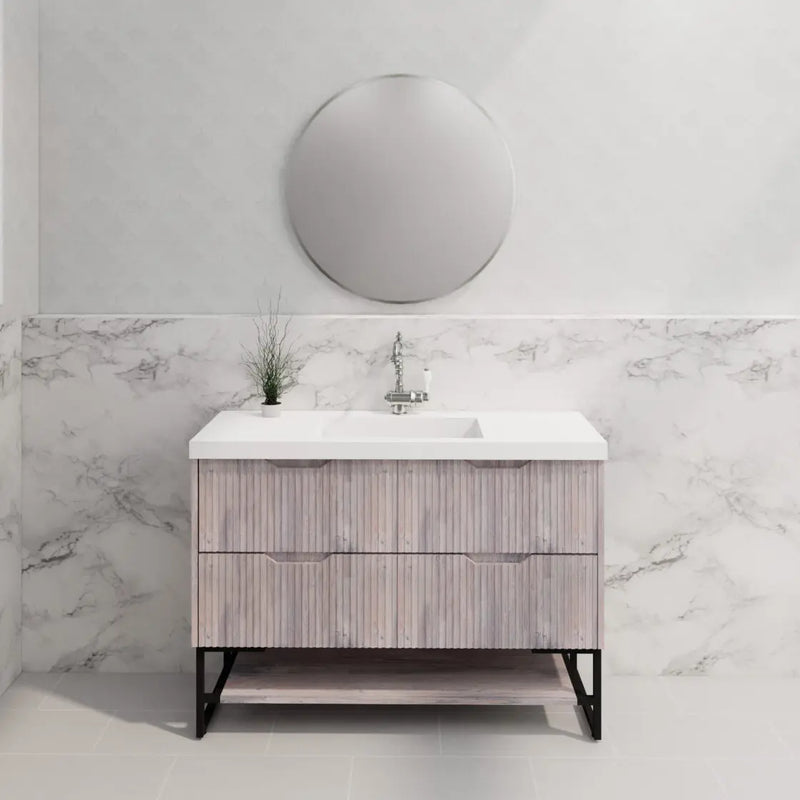ABS Riva - Riva Bali Freestanding Single Bowl Vanity 1200mm - White Oak - Aqualux Bathrooms