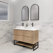 ABS Riva - Riva Bali Freestanding Double Bowl Vanity 1200mm - American Oak - Aqualux Bathrooms