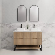 ABS Riva - Riva Bali Freestanding Double Bowl Vanity 1200mm - American Oak - Aqualux Bathrooms