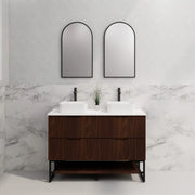 ABS Riva - Riva Bali Freestanding Double Bowl Vanity 1200mm - Brown Oak - Aqualux Bathrooms