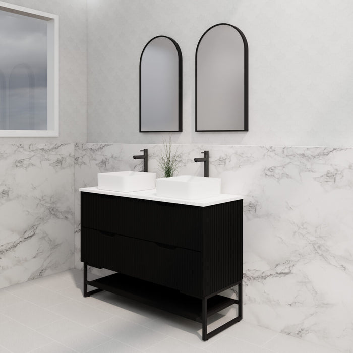 Riva Bali Freestanding Double Bowl Vanity 1200mm - Matt Black