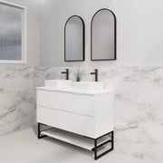 ABS Riva - Riva Bali Freestanding Double Bowl Vanity 1200mm - Matt White - Aqualux Bathrooms