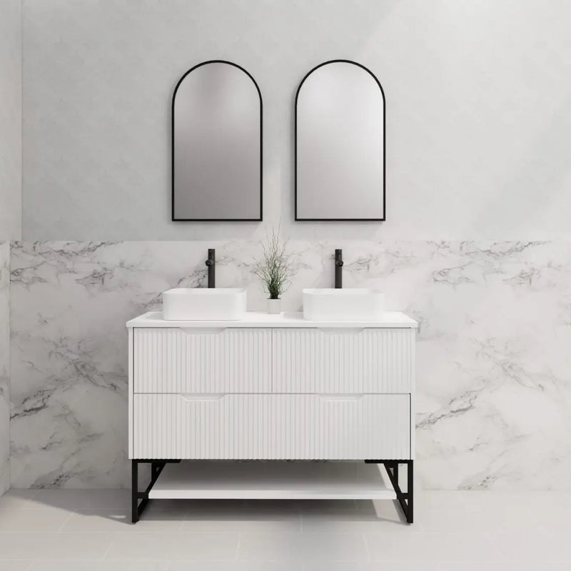 ABS Riva - Riva Bali Freestanding Double Bowl Vanity 1200mm - Matt White - Aqualux Bathrooms