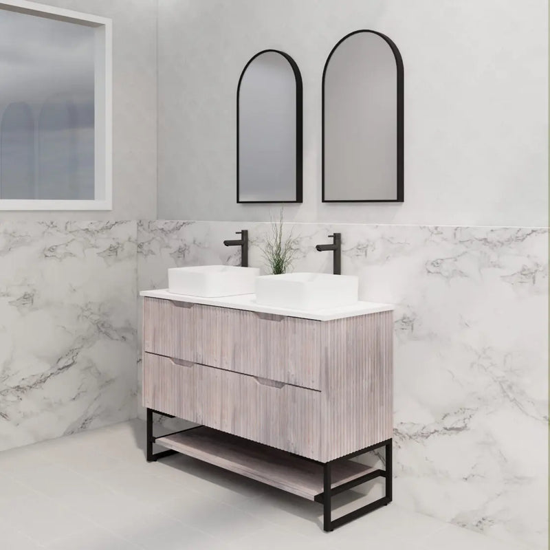 ABS Riva - Riva Bali Freestanding Double Bowl Vanity 1200mm - White Oak - Aqualux Bathrooms