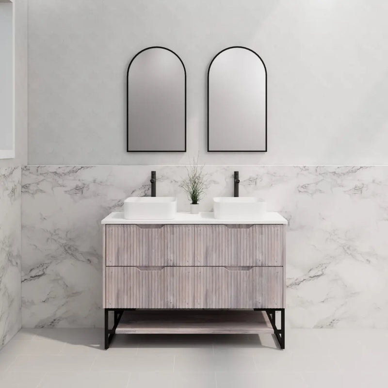 ABS Riva - Riva Bali Freestanding Double Bowl Vanity 1200mm - White Oak - Aqualux Bathrooms