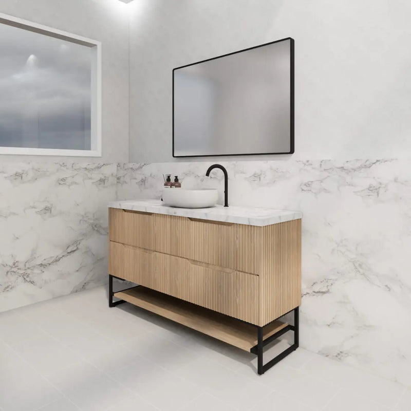 ABS Riva - Riva Bali Freestanding Single Bowl Vanity 1500mm - American Oak - Aqualux Bathrooms