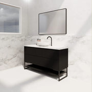 ABS Riva - Riva Bali Freestanding Single Bowl Vanity 1500mm - Matt Black - Aqualux Bathrooms
