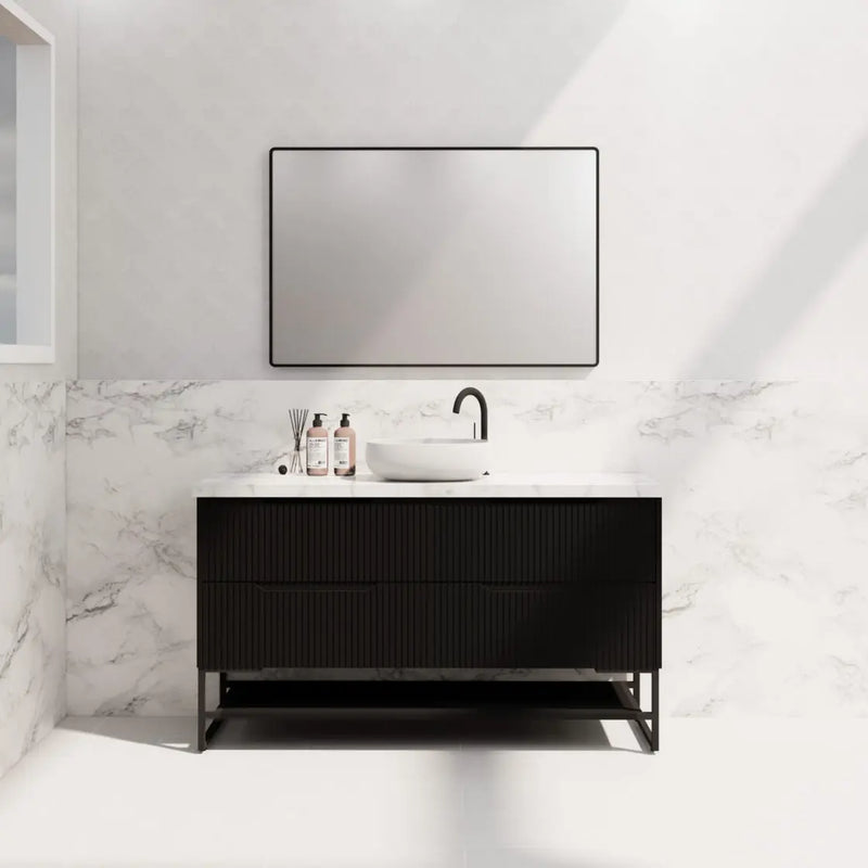 ABS Riva - Riva Bali Freestanding Single Bowl Vanity 1500mm - Matt Black - Aqualux Bathrooms