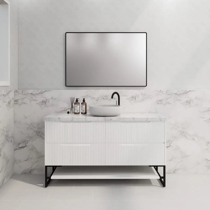 ABS Riva - Riva Bali Freestanding Single Bowl Vanity 1500mm - Matt White - Aqualux Bathrooms