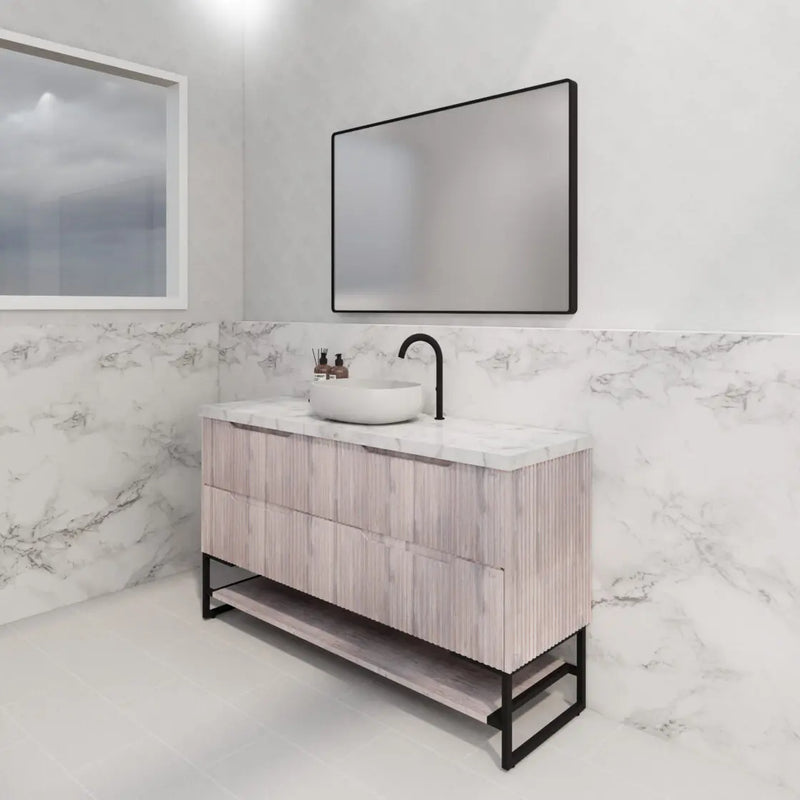 ABS Riva - Riva Bali Freestanding Single Bowl Vanity 1500mm - White Oak - Aqualux Bathrooms