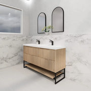 ABS Riva - Riva Bali Freestanding Double Bowl Vanity 1500mm - American Oak - Aqualux Bathrooms