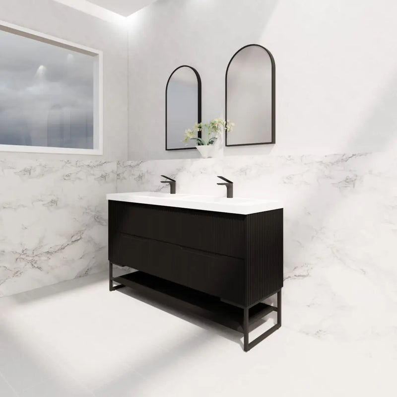 ABS Riva - Riva Bali Freestanding Double Bowl Vanity 1500mm - Matt Black - Aqualux Bathrooms