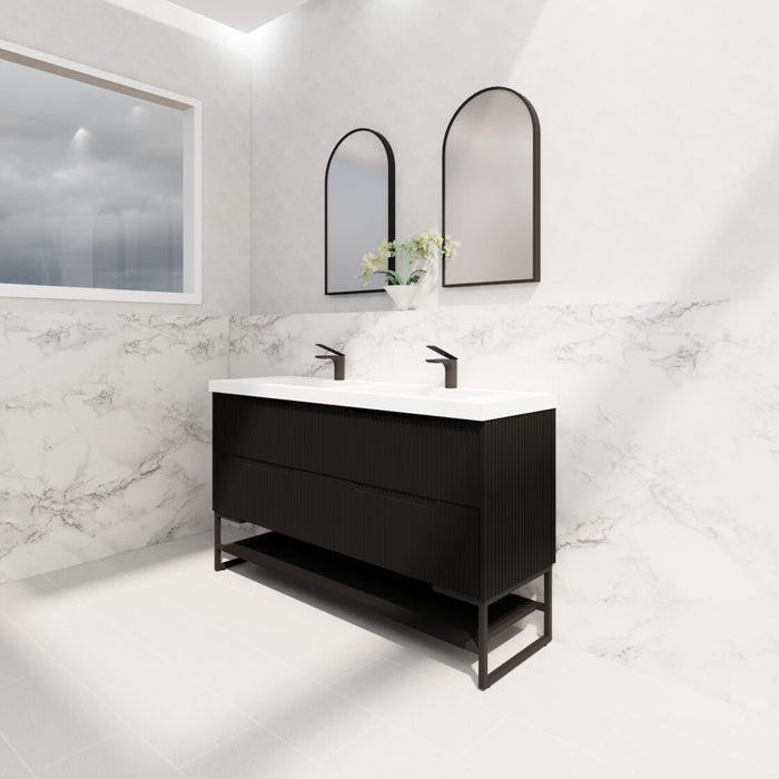 Riva Bali Freestanding Double Bowl Vanity 1500mm - Matt Black