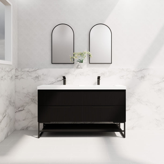 Riva Bali Freestanding Double Bowl Vanity 1500mm - Matt Black