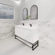 ABS Riva - Riva Bali Freestanding Double Bowl Vanity 1500mm - Matt White - Aqualux Bathrooms