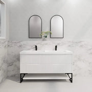 ABS Riva - Riva Bali Freestanding Double Bowl Vanity 1500mm - Matt White - Aqualux Bathrooms