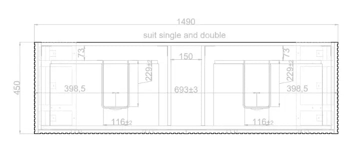 ABS Riva - Riva Bali Freestanding Double Bowl Vanity 1500mm - Matt White - Aqualux Bathrooms