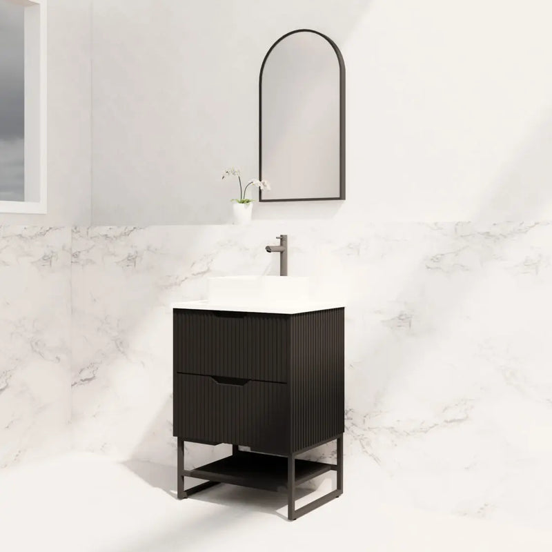 ABS Riva - Riva Bali Freestanding Vanity 600mm - Matt Black - Aqualux Bathrooms